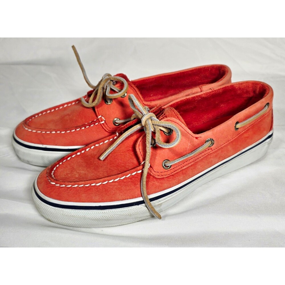 Sperry Top-Sider Orange Canvas Boat Shoes Lace Up Men’s 10.5 1048586